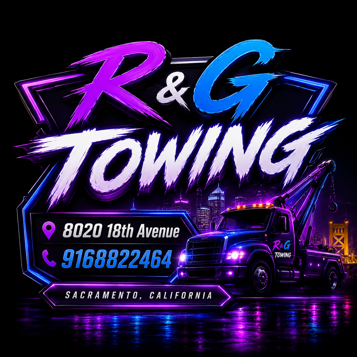 R&G Towing logo with tow truck